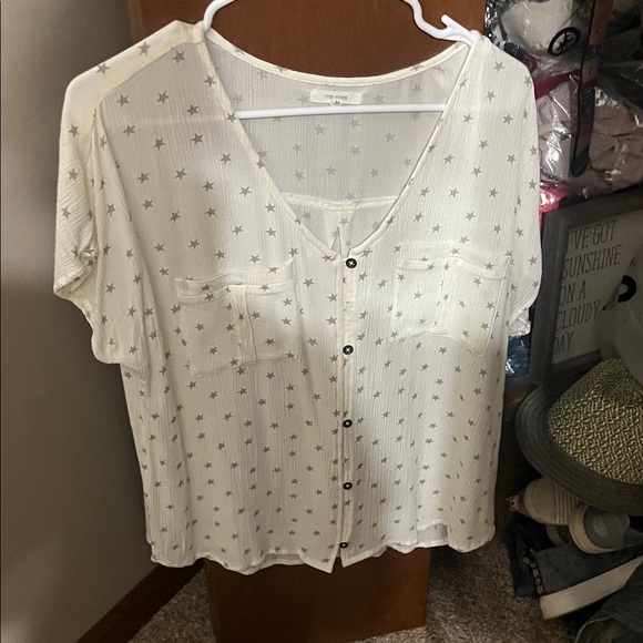 Maurices Tops - Maurices White Starry Button-Up Blouse